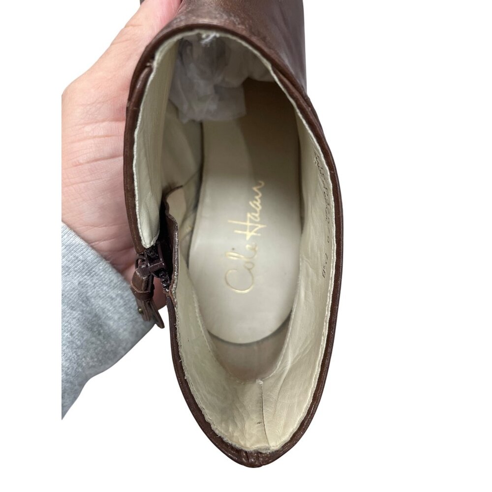 Cole Haan womans brown leather Kitt heels ankle boots Sz 7.5B SKU 9617 - Picture 8 of 13